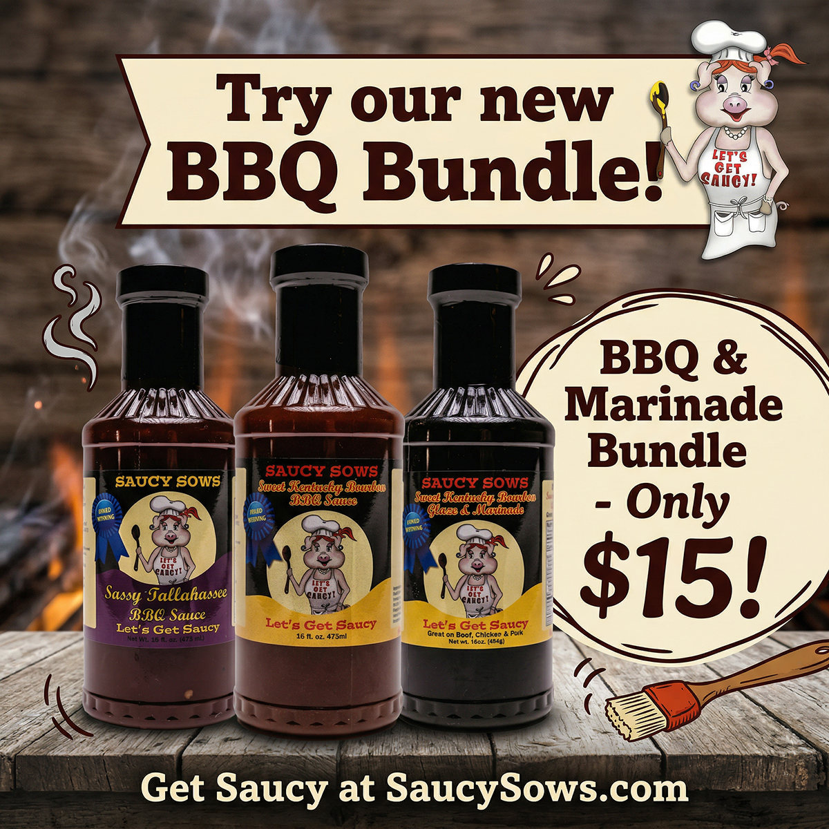Sweet Kentucky Bourbon BBQ Sauce 16oz – Saucy Sows
