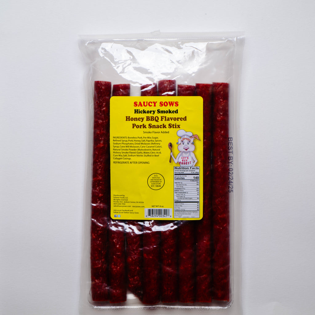 Honey BBQ Pork Snack Sticks 8oz Pkg