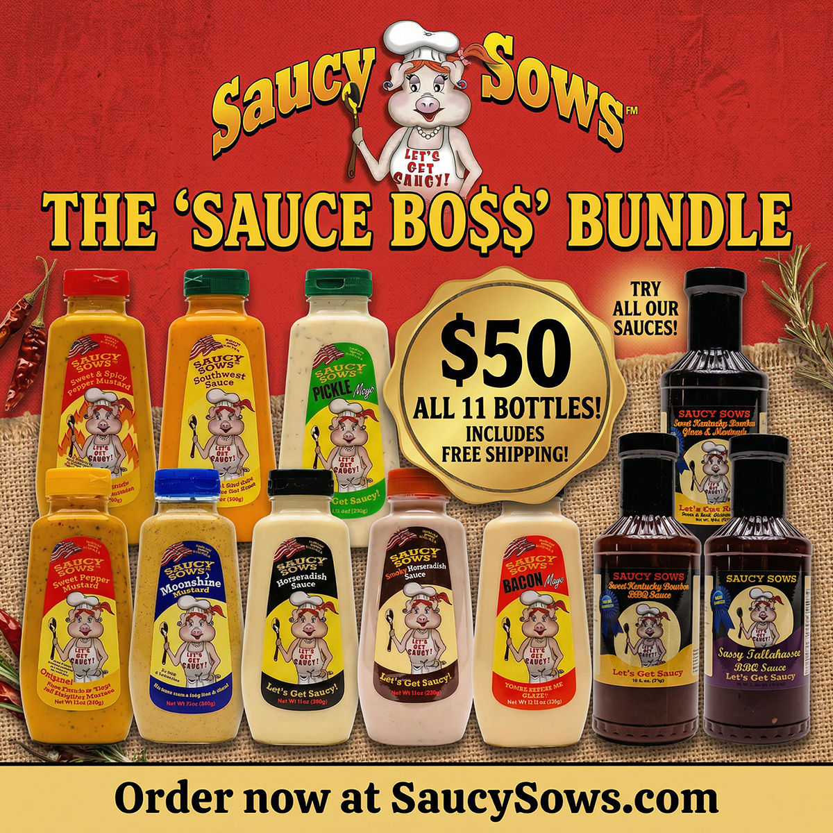 Sauce Boss Bundle - One of Each Sauce for $50 & Free Shipping!