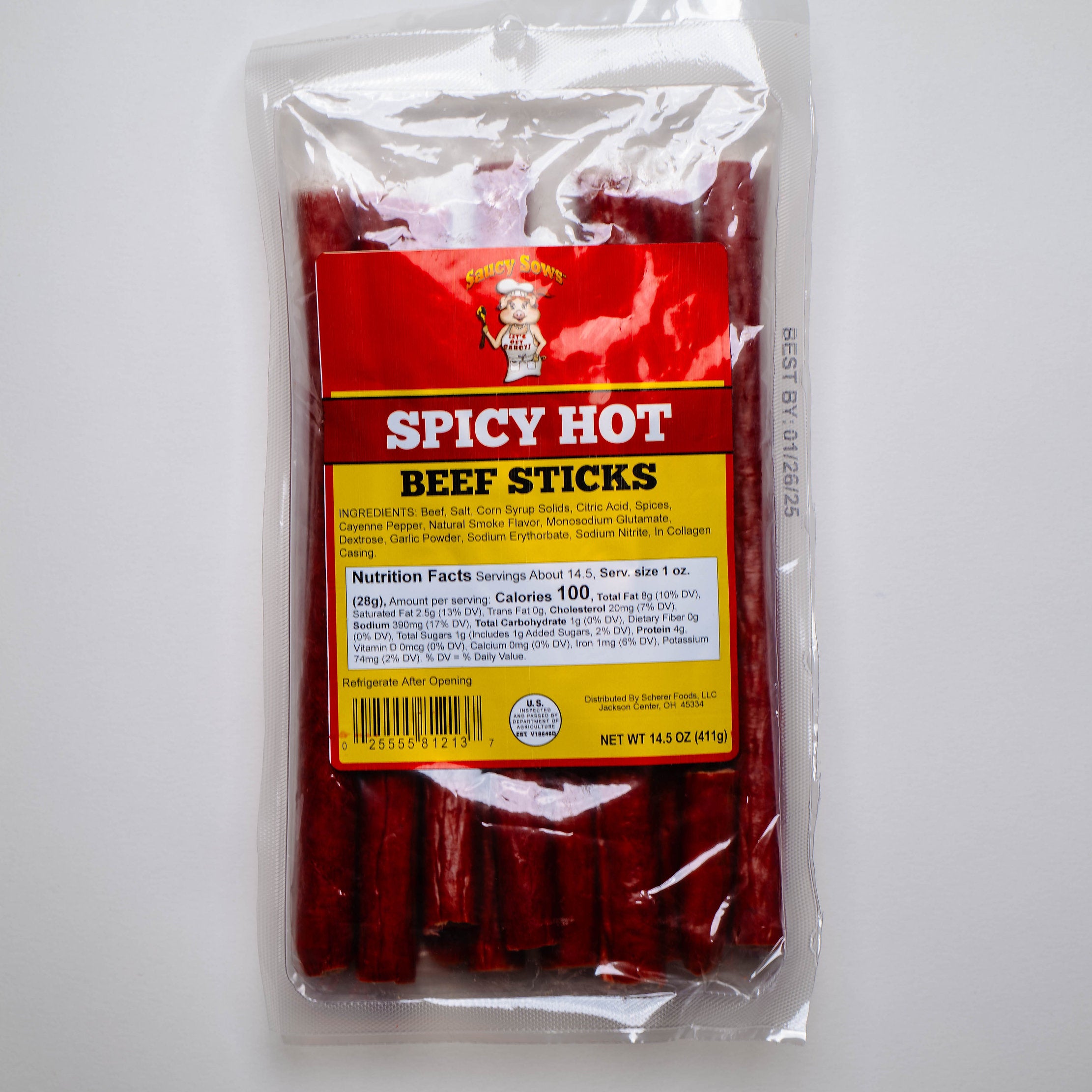 Spicy Hot Beef Sticks 14.5oz Package